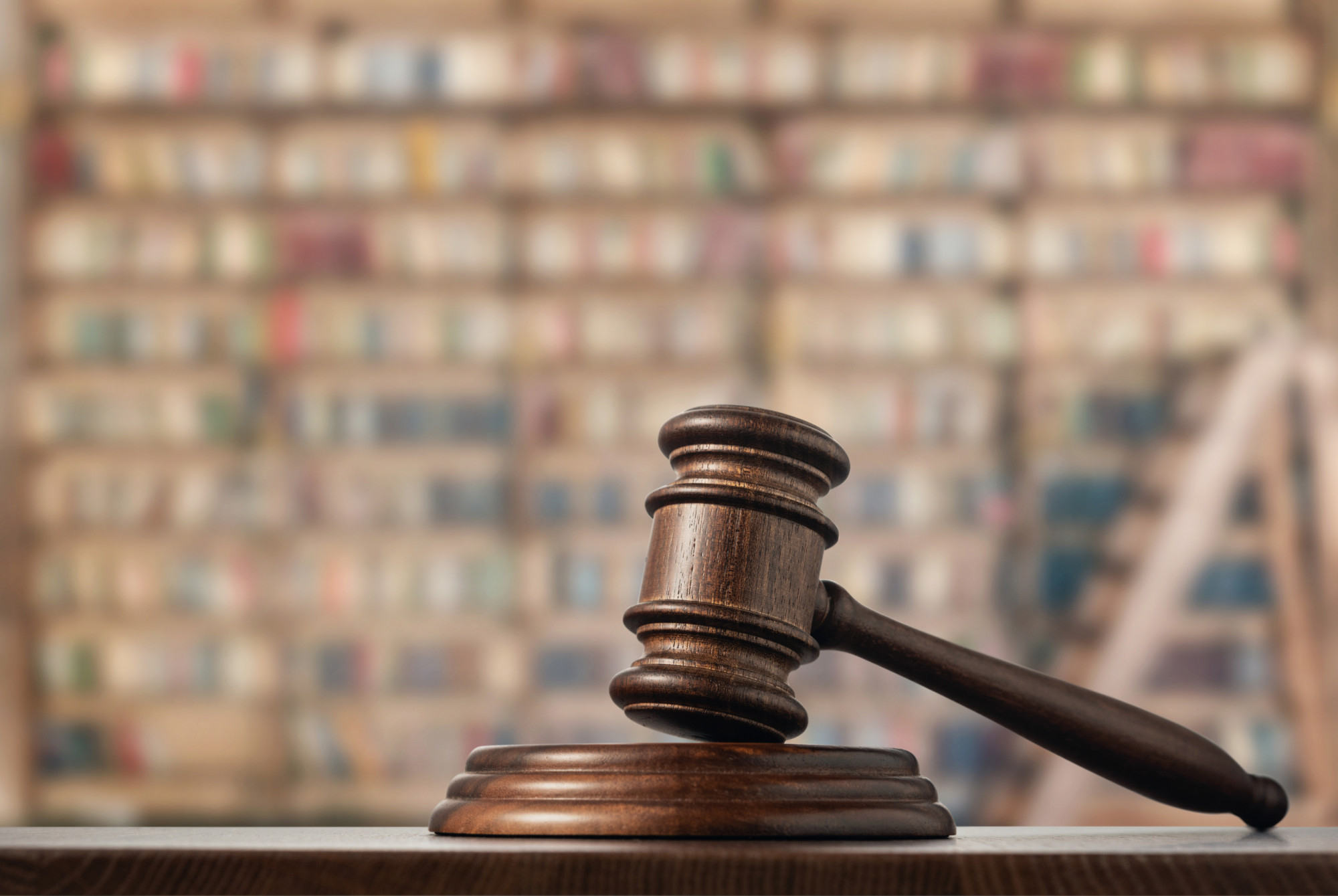 Gavel on desk in courtroom